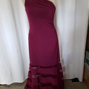 Lauren one shoulder wine jersey dress